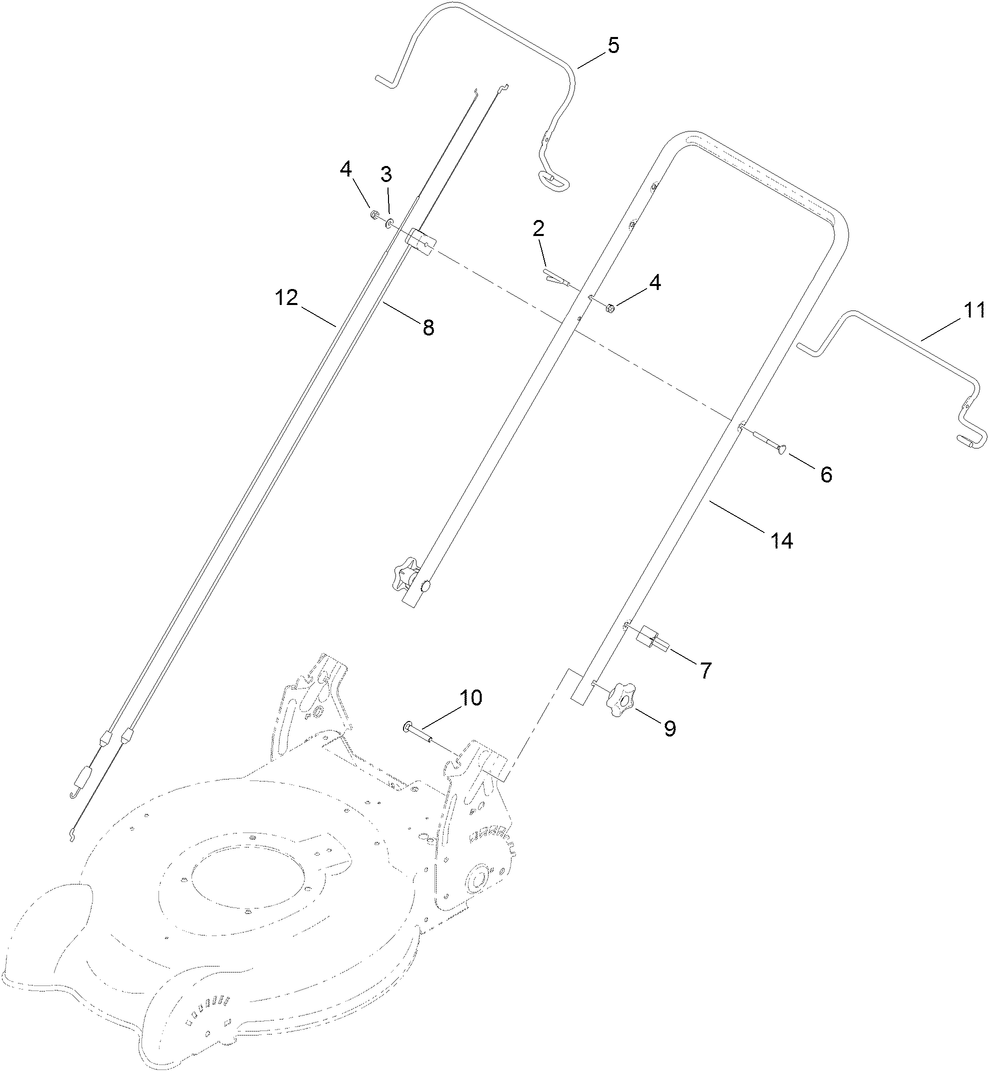 Handle Assembly Diagram and Parts List for 10632 (313000001 - 313999999)(2013) Lawn Boy Lawn Mower
